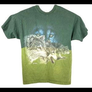 Vintage Polar Wolves Tee Green Mens Size Large